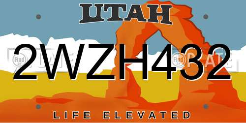 2WZH432 Utah License Plate