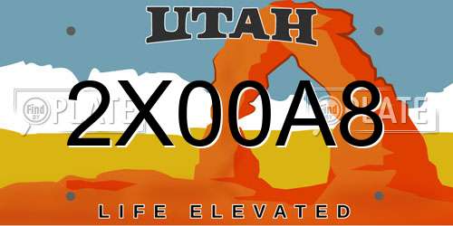 2X00A8 Utah License Plate