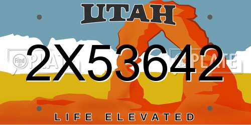 2X53642 Utah License Plate