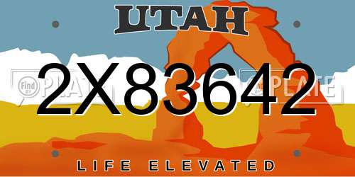 2X83642 Utah License Plate