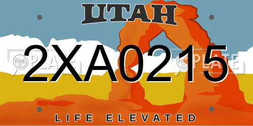 2XA0215 Utah License Plate