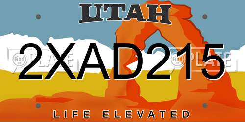 2XAD215 Utah License Plate