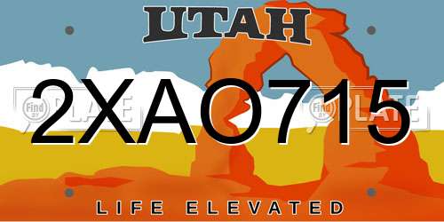 2XAO715 Utah License Plate