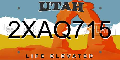 2XAQ715 Utah License Plate