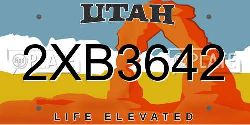 2XB3642 Utah License Plate