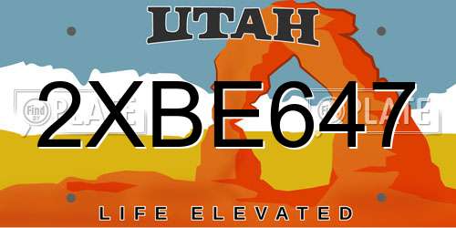 2XBE647 Utah License Plate