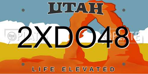 2XDO48 Utah License Plate