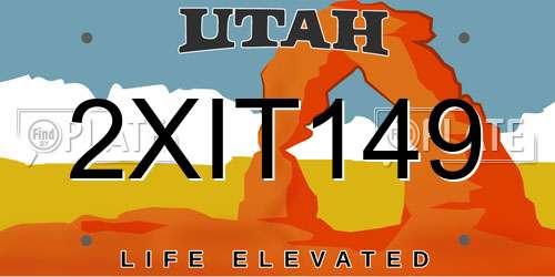 2XIT149 Utah License Plate