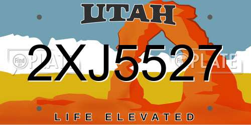 2XJ5527 Utah License Plate