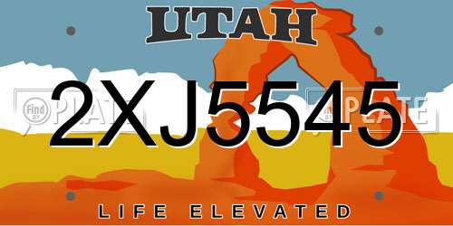 2XJ5545 Utah License Plate