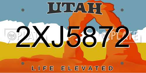2XJ5872 Utah License Plate