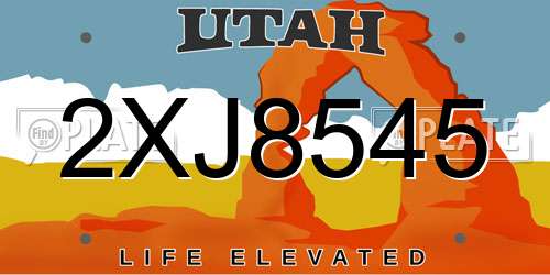 2XJ8545 Utah License Plate