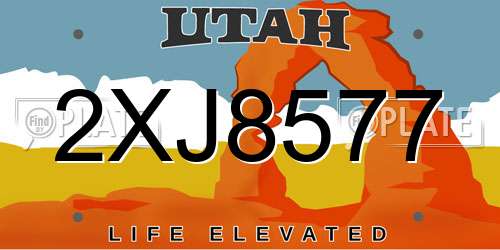 2XJ8577 Utah License Plate
