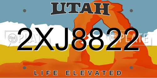 2XJ8822 Utah License Plate