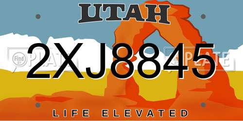 2XJ8845 Utah License Plate