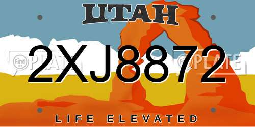 2XJ8872 Utah License Plate