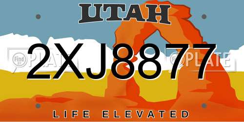 2XJ8877 Utah License Plate