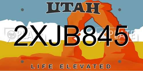 2XJB845 Utah License Plate