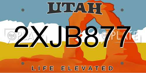 2XJB877 Utah License Plate