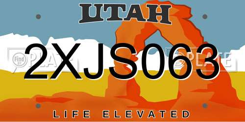 2XJS063 Utah License Plate