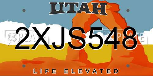 2XJS548 Utah License Plate