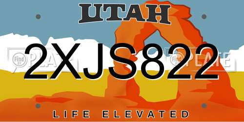 2XJS822 Utah License Plate