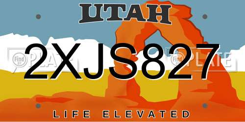 2XJS827 Utah License Plate