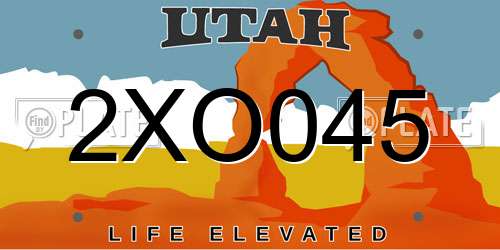 2XO045 Utah License Plate
