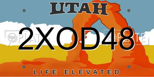 2XOD48 Utah License Plate