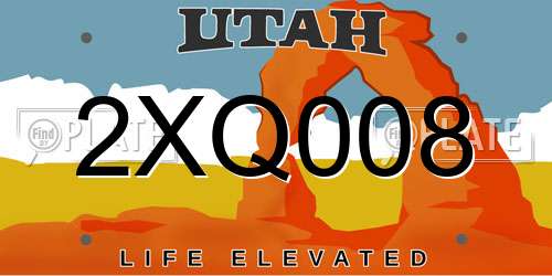 2XQ008 Utah License Plate
