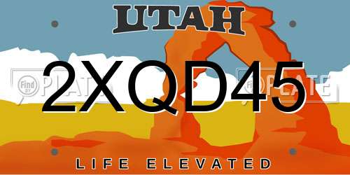 2XQD45 Utah License Plate