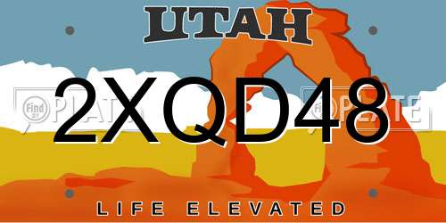 2XQD48 Utah License Plate