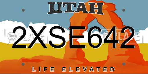 2XSE642 Utah License Plate