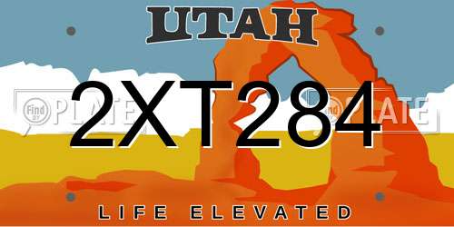 2XT284 Utah License Plate