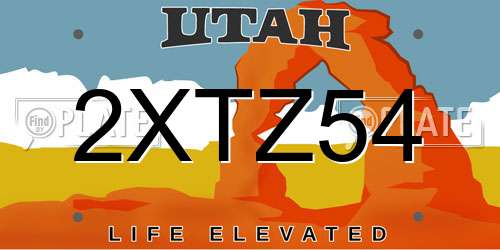 2XTZ54 Utah License Plate