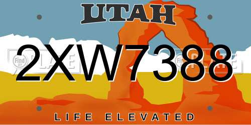 2XW7388 Utah License Plate