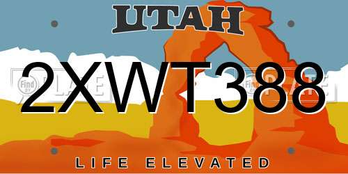 2XWT388 Utah License Plate