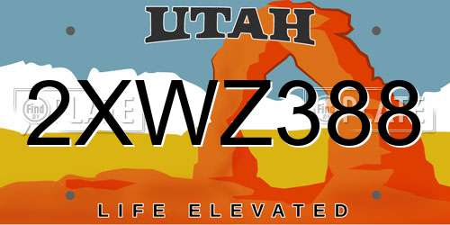 2XWZ388 Utah License Plate