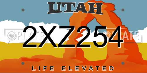 2XZ254 Utah License Plate