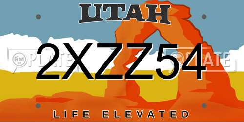 2XZZ54 Utah License Plate
