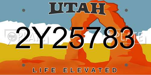 2Y25783 Utah License Plate