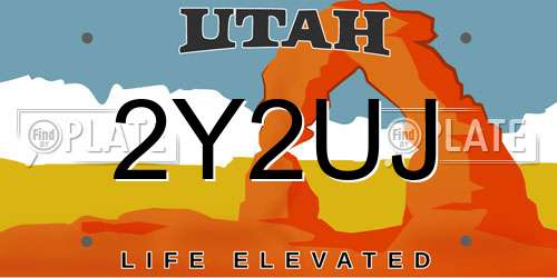 2Y2UJ Utah License Plate