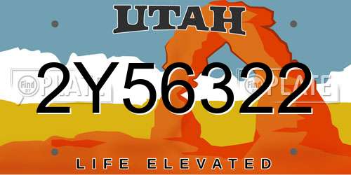 2Y56322 Utah License Plate