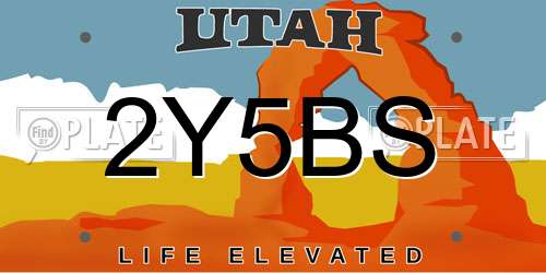 2Y5BS Utah License Plate
