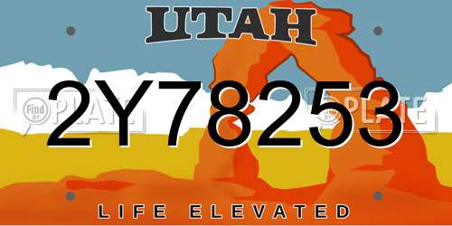 2Y78253 Utah License Plate