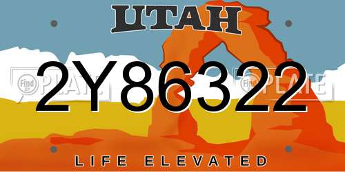 2Y86322 Utah License Plate