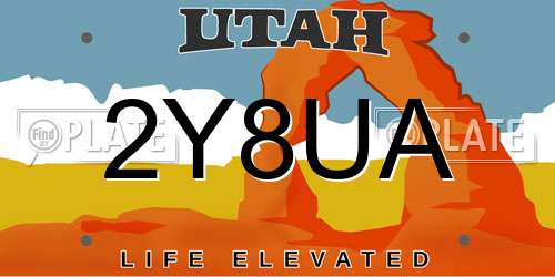 2Y8UA Utah License Plate