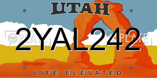 2YAL242 Utah License Plate