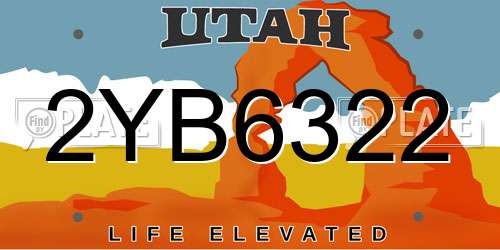 2YB6322 Utah License Plate