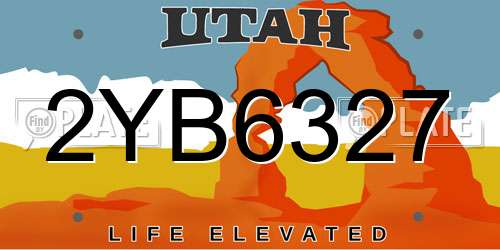 2YB6327 Utah License Plate